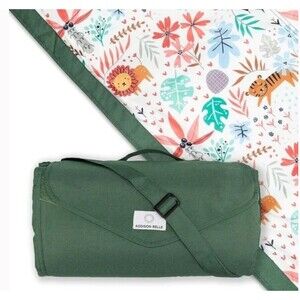Addison Belle Outdoor Blanket Green/Safari Animals 5'x7' Picnic 60"x84" New